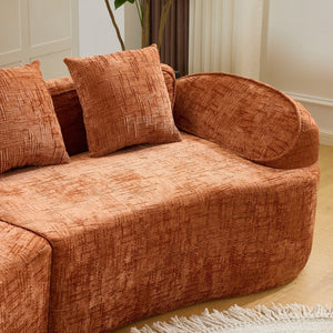 English Elm Orange Sculptural Arc Modular Sofa with Nordic Inspired Upholstered Curved Living Room Design W3612S00020