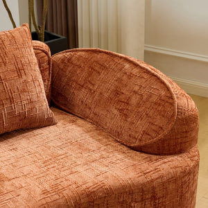 English Elm Orange Sculptural Arc Modular Sofa with Nordic Inspired Upholstered Curved Living Room Design W3612S00020