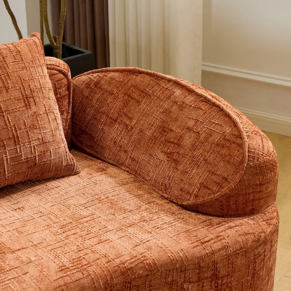 English Elm Orange Sculptural Arc Modular Sofa with Nordic Inspired Upholstered Curved Living Room Design W3612S00020