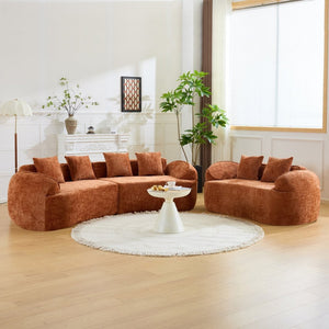 English Elm Orange Sculptural Arc Modular Sofa with Nordic Inspired Upholstered Curved Living Room Design W3612S00020