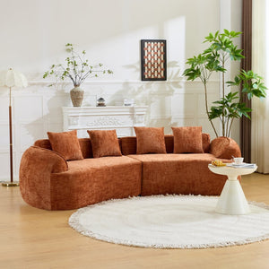 English Elm Orange Sculptural Arc Modular Sofa with Nordic Inspired Upholstered Curved Living Room Design W3612S00020