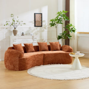 English Elm Orange Sculptural Arc Modular Sofa with Nordic Inspired Upholstered Curved Living Room Design W3612S00020