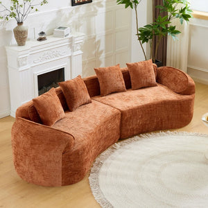 English Elm Orange Sculptural Arc Modular Sofa with Nordic Inspired Upholstered Curved Living Room Design W3612S00020