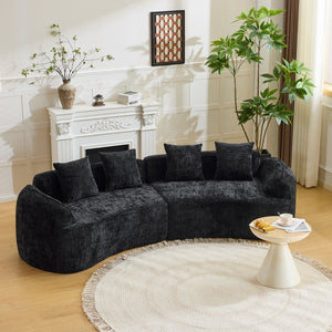 English Elm Black Curved Modular Sofa Nordic Arc Silhouette Upholstered Living Room Seating W3612S00021