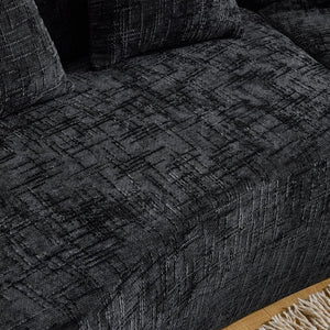 English Elm Black Curved Modular Sofa Nordic Arc Silhouette Upholstered Living Room Seating W3612S00021