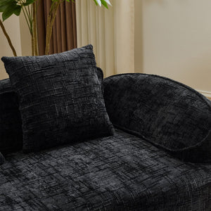 English Elm Black Curved Modular Sofa Nordic Arc Silhouette Upholstered Living Room Seating W3612S00021