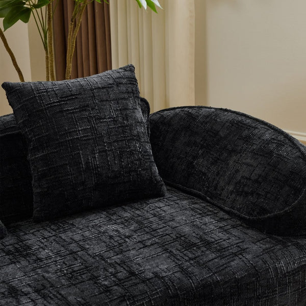 English Elm Black Curved Modular Sofa Nordic Arc Silhouette Upholstered Living Room Seating W3612S00021