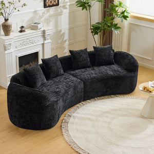 English Elm Black Curved Modular Sofa Nordic Arc Silhouette Upholstered Living Room Seating W3612S00021
