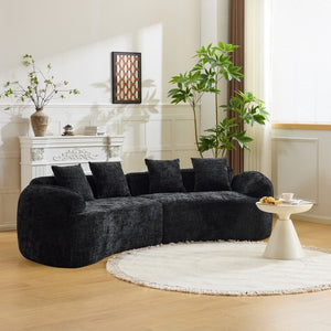 English Elm Black Curved Modular Sofa Nordic Arc Silhouette Upholstered Living Room Seating W3612S00021
