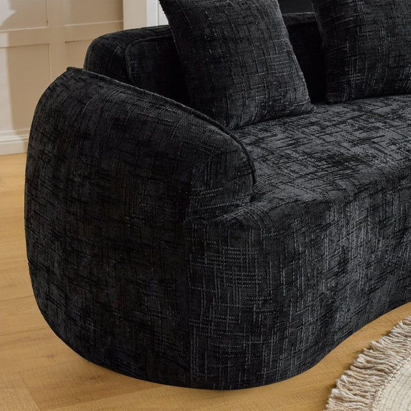 English Elm Black Curved Modular Sofa Nordic Arc Silhouette Upholstered Living Room Seating W3612S00021