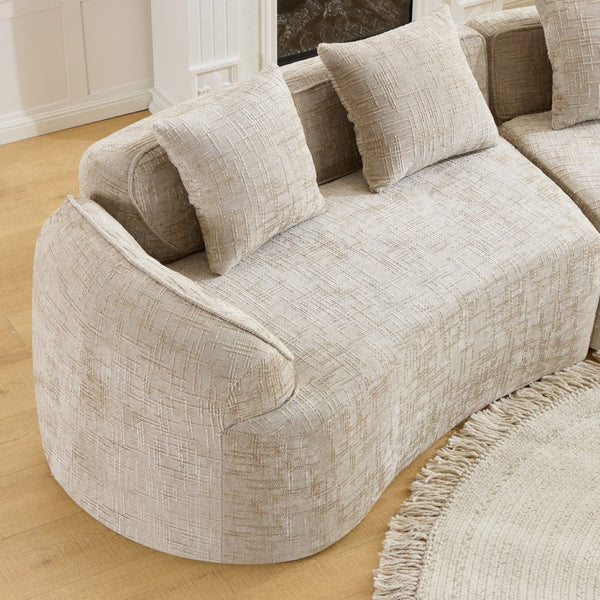 English Elm Khaki Arc Sofa Sculptural Nordic Silhouette with Spring Cushion Support for Living Rooms W3612S00022