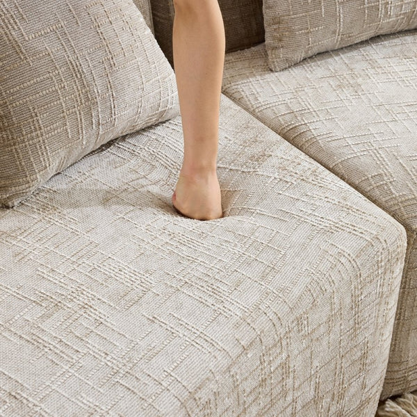 English Elm Khaki Arc Sofa Sculptural Nordic Silhouette with Spring Cushion Support for Living Rooms W3612S00022