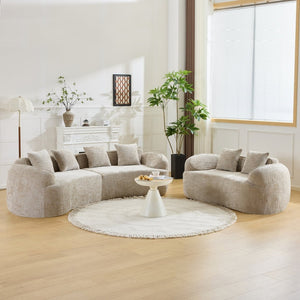 English Elm Khaki Arc Sofa Sculptural Nordic Silhouette with Spring Cushion Support for Living Rooms W3612S00022