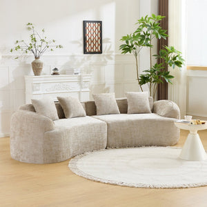 English Elm Khaki Arc Sofa Sculptural Nordic Silhouette with Spring Cushion Support for Living Rooms W3612S00022