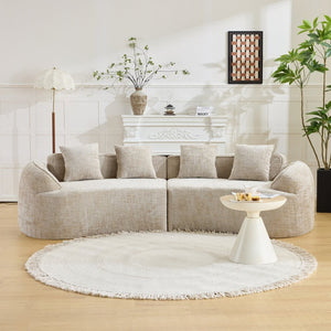 English Elm Khaki Arc Sofa Sculptural Nordic Silhouette with Spring Cushion Support for Living Rooms W3612S00022