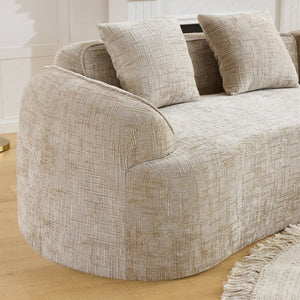 English Elm Khaki Arc Sofa Sculptural Nordic Silhouette with Spring Cushion Support for Living Rooms W3612S00022