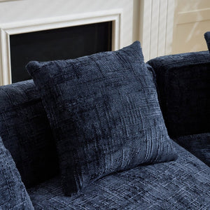 English Elm Dark Navy Curved Modular Sofa Nordic Arc Silhouette with Spring Support for Living Room W3612S00023
