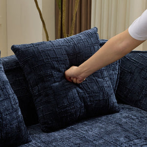 English Elm Dark Navy Curved Modular Sofa Nordic Arc Silhouette with Spring Support for Living Room W3612S00023