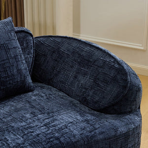 English Elm Dark Navy Curved Modular Sofa Nordic Arc Silhouette with Spring Support for Living Room W3612S00023