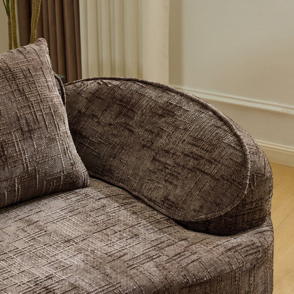 English Elm Brown Curved Modular Sofa Sculptural Nordic Design Spring Fill Living Room Seating W3612S00024