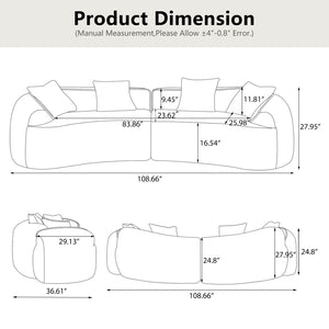 English Elm Brown Curved Modular Sofa Sculptural Nordic Design Spring Fill Living Room Seating W3612S00024