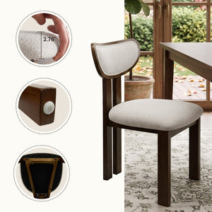 English Elm Walnut-Colored Rubberwood Dining Chair Green Velvet Seat Split Rear Leg Farmhouse Beige W3615P531248