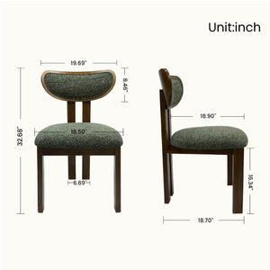 English Elm Walnut-Colored Rubberwood Dining Chair Green Velvet Seat Split Rear Leg Farmhouse Antique Green W3615P531265