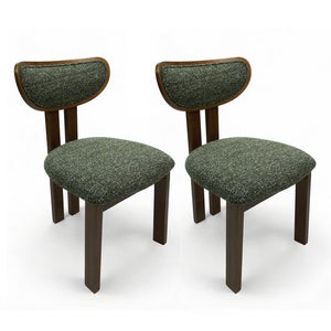 English Elm Walnut-Colored Rubberwood Dining Chair Green Velvet Seat Split Rear Leg Farmhouse Antique Green W3615P531265