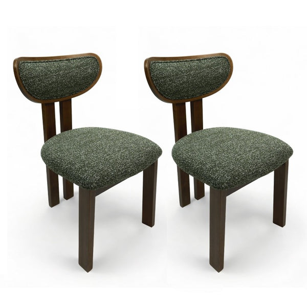 English Elm Walnut-Colored Rubberwood Dining Chair Green Velvet Seat Split Rear Leg Farmhouse Antique Green W3615P531265