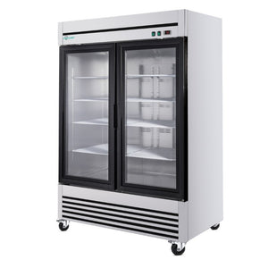 English Elm 49 Cu Ft Stainless Steel Commercial Reach in Cooler Dual Glass Doors LED Display W3629P365424