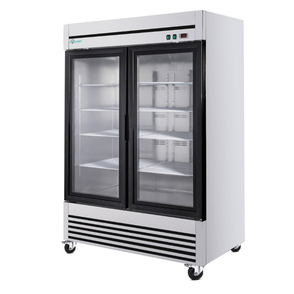 English Elm 49 Cu Ft Stainless Steel Commercial Reach in Cooler Dual Glass Doors LED Display W3629P365424