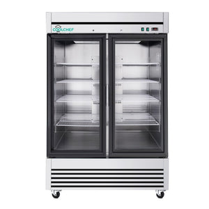 English Elm 49 Cu Ft Stainless Steel Commercial Reach in Cooler Dual Glass Doors LED Display W3629P365424
