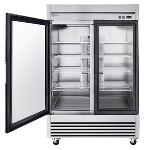 English Elm 49 Cu Ft Stainless Steel Commercial Reach in Cooler Dual Glass Doors LED Display W3629P365424