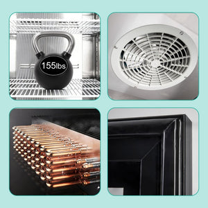 English Elm 49 Cu Ft Stainless Steel Commercial Reach in Cooler Dual Glass Doors LED Display W3629P365424