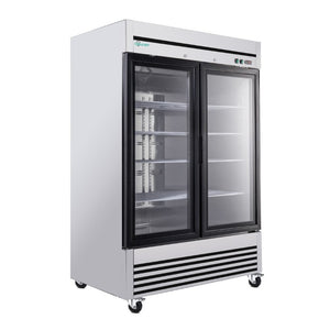 English Elm 49 Cu Ft Stainless Steel Commercial Reach in Cooler Dual Glass Doors LED Display W3629P365424