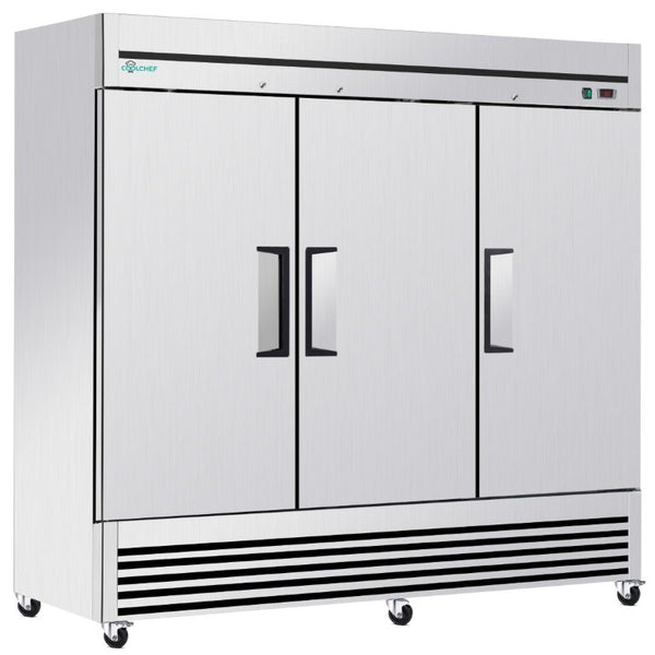 English Elm 72 Cu Ft Triple Door Stainless Steel Commercial Reach in Freezer for Pro Kitchens W3629P365439