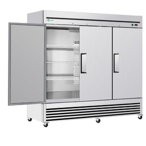 English Elm 72 Cu Ft Triple Door Stainless Steel Commercial Reach in Freezer for Pro Kitchens W3629P365439