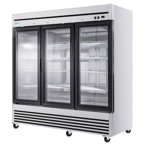 English Elm 72 Cu Ft Triple Glass Door Reach in Commercial Refrigerator Stainless Steel LED W3629P365440