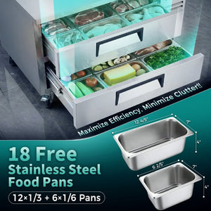 English Elm 48 Inch Commercial Refrigerated Chef Base Two Drawer Undercounter Cold Storage Unit W3629P365450