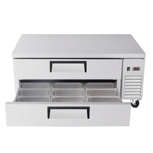 English Elm 52 Inch Refrigerated Chef Base with Two Drawers 10.5 Cu Ft Steel Undercounter Unit W3629P365451