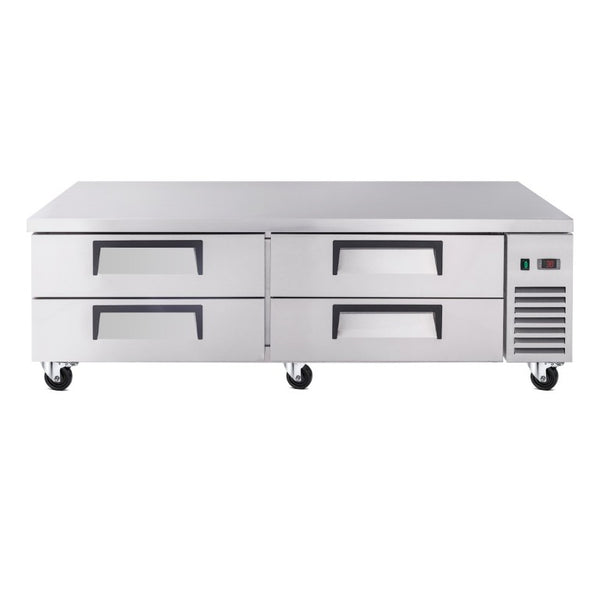 English Elm 72 Inch Stainless Steel Chef Base with Four Drawers Ventilated Undercounter Cooler NSF W3629P365452