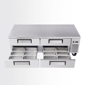 English Elm 72 Inch Stainless Steel Chef Base with Four Drawers Ventilated Undercounter Cooler NSF W3629P365452