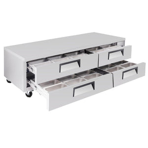 English Elm 84 Inch Refrigerated Chef Base with Four Drawers and 19.1 Cu Ft Stainless Cookline Storage W3629P365453