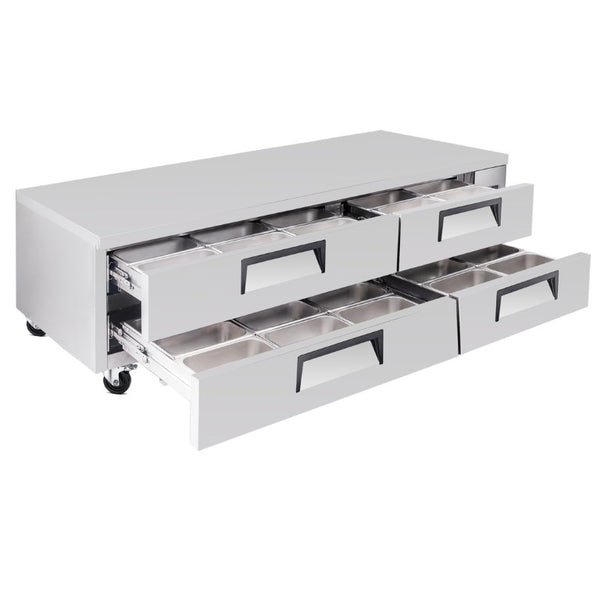 English Elm 84 Inch Refrigerated Chef Base with Four Drawers and 19.1 Cu Ft Stainless Cookline Storage W3629P365453