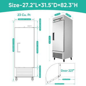 English Elm 27″ 27 Stainless Steel Reach-In Commercial Refrigerator with Digital Thermostat and LED Display W3629P459814