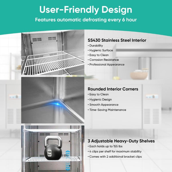 English Elm 27″ 27 Stainless Steel Reach-In Commercial Refrigerator with Digital Thermostat and LED Display W3629P459814