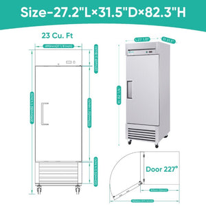 English Elm 27 Inch Stainless Steel Commercial Reach in Freezer ETL Certified Restaurant Grade W3629P459815