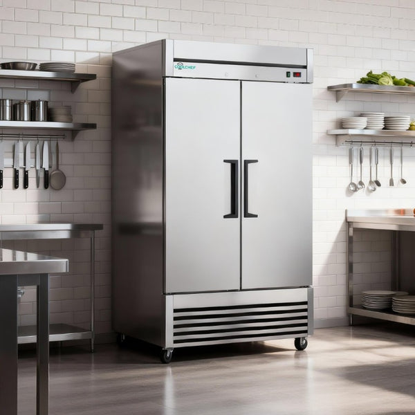 English Elm 54 Inch Commercial Reach-In Refrigerator Stainless Steel 2 Door Restaurant Fridge 6 Shelves W3629P459817