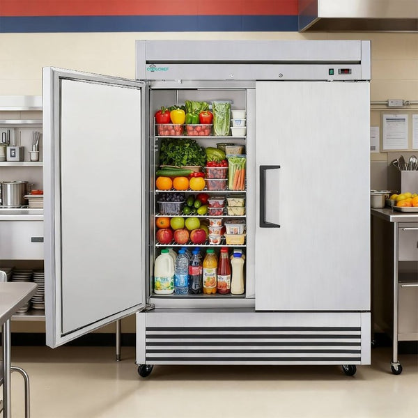 English Elm 54 Inch Commercial Reach-In Refrigerator Stainless Steel 2 Door Restaurant Fridge 6 Shelves W3629P459817