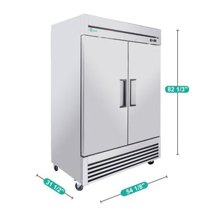 English Elm 54 Inch Commercial Reach-In Refrigerator Stainless Steel 2 Door Restaurant Fridge 6 Shelves W3629P459817